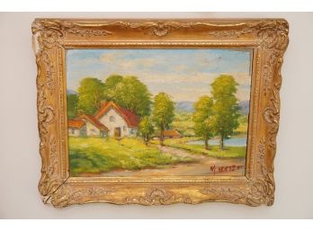 M. HERTZ 80 SIGNED PAINTING WITH WOODEN FRAME