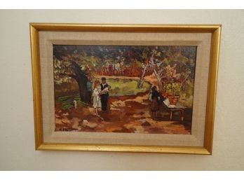 SIGNED C.FABRINI PAINTING WITH WOODEN FRAME