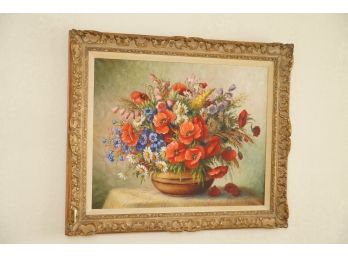 BEAUTIFUL PAINTING OF FLOWERS IN VASE SIGNED