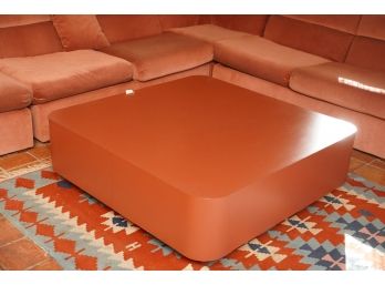 WOODEN SQUARE RED COFFEE TABLE