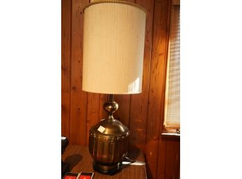 TALL STANDING METAL LAMP WITH WOODEN ROUND BASE