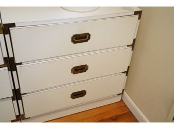 WHITE WOODEN DRESSER WITH THREE PULL OUT DRAWERS