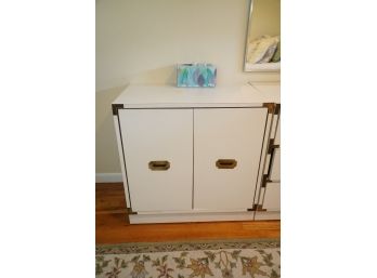 WHITE WOODEN DRESSER WITH TWO CABINETS AND TWO TIERS