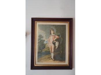 ANTIQUE REPRODUCTION SIGNED PRINT OF A BOY