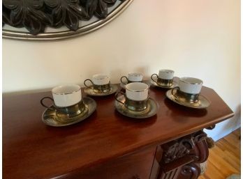 SET OF SIX GLASS/METAL EXPRESSO PIECES BY TOGNANA MADE IN ITALY