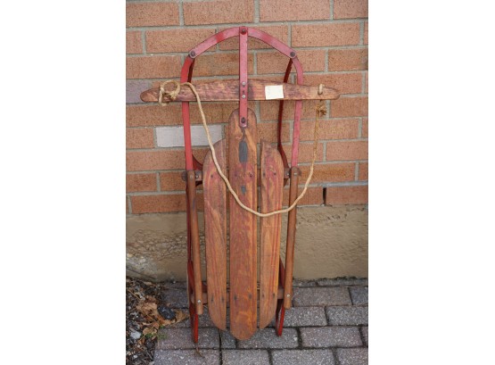 BLAST FROM THE PAST- VINTAGE METAL SNOW SLED W/ROPE