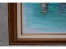 BEAUTIFUL FRAME-OIL ON CANVAS PAINTING OF BOATHOUSE- SIGNED BY LUINI