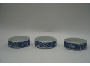 ANTIQUE STYLE- LOT OF 3 MADE IN JAPAN BLUE AND WHITE PORCELAIN STACKING BOWLS