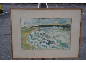 MONOPRINT OIL SIGNED BY MARY ABRAMS AND DATED 1979
