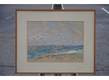 SEASCAPE FRAMED WATERCOLOR ON PAPER SIGNED BY MARY ABRUMS AND DATED 1979