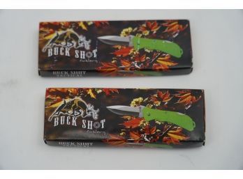 LOT OF 2 NEW BUCK SHOT TACTICAL POCKET KNIFE WITH BOX & PLASTIC