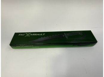 TAC ASSAULT BLACK BLADE RUBBER HANDLE WITH BOX