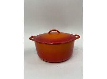 ORANGE DiSCOWARE-made In Belgum -CAST IRON POT WITH LID-10IN 2-E