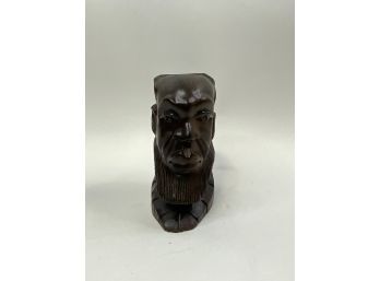 CARVED WOOD BUST OF MAN