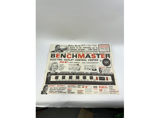 COLLECTIBLE MICKEY MANTLE FEDTRO BENCHMASTER ELECTRIC OUTLET PAPERWORK