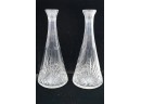 LOT OF 2 CLEAR GLASS DECANTERS, 12 INCH HIGH
