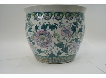 ASIAN STYLE PORCELAIN PLANTER WITH FLOWER DESIGN
