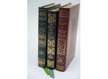 SET OF 3 LEATHER-BOUND BOOKS FROM THE FRANKLIN LIBRARY INCLUDING THE SOUND AND THE FURY