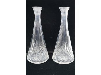 LOT OF 2 CLEAR GLASS DECANTERS, 12 INCH HIGH