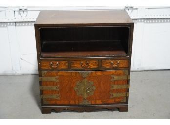 ASIAN STYLE WOOD TOOL CABINET WITH 3 SMALL DRAWERS (READ INFO)