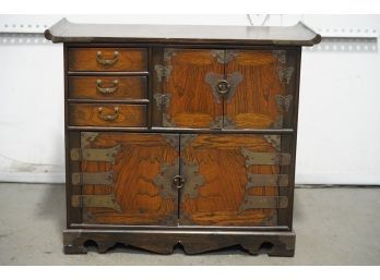 RARE ANTIQUE ASIAN STYLE WOOD TOOL CABINET