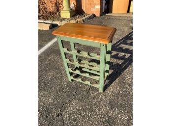 SMALL WOOD SIDE TABLE WITH WINE STORAGE