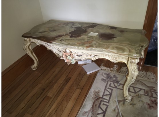 Italian Provincial Marble Top Coffee Table