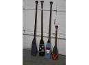 LOT OF 4 HAND-PAINTED WOOD BOAT PADDLES DECORATION