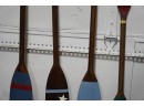 LOT OF 4 HAND-PAINTED WOOD BOAT PADDLES DECORATION
