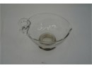SMALL GLASS SAUCER WITH STERLING SILVER BOTTOM RIM