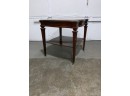 ANTIQUE LEATHER TOP SIDE TABLE