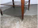 ANTIQUE LEATHER TOP SIDE TABLE