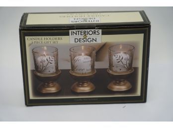 NEW-INTERIORS DESIGN CANDLE HOLDERS 3 PIECE GIFT SET