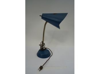 VINTAGE MID CENTURY DESIGN METAL BLUE PORTABLE LAMP