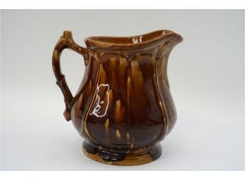 DARK BROWN COLOR CLAY POTTERY PITCHER (READ INFO)