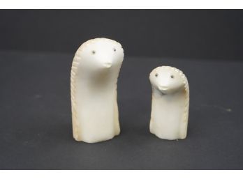 SET OF 2 HAND-CARVED FIGURINES