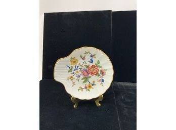 LIMOGES FRANCE SHELL SHAPE PLATE WITH COLORFUL FLOWER DESIGN