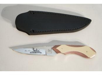 BEAUITFUL SMALL FROST CUTLERY HUNTING KNIFE WITH BLACK LEATHER CASE!