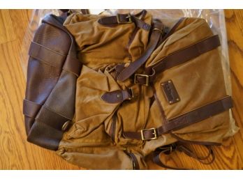 NEW-VINTAGE OLD STOCK- L.L. BEAN BACKPACK WAXED CANVAS AND LEATHER