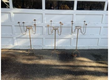 MATCHING PAIRS OF RUSTIC METAL CHANDELIER DESIGN CANDLE HOLDERS