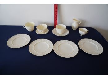 LOT OF ASSORTED BELLEEK TEA CUPS, PLATES, AND 1 CREAMER