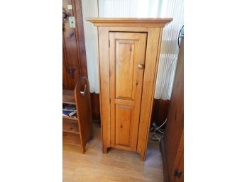 TALL WOOD NARROW CABINET WITH 3 INSIDE SHELVES
