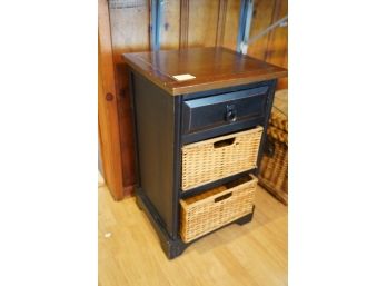 SMALL WOOD SIDE TABLE WITH 3 DRAWERS