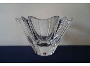 ORREFORS CRYSTAL GLASS ORION BOWL DESIGNED BY LARS HELLSTEN WITH LABEL