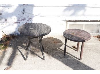 Lot Of 2 Outdoor Brown Wicker Side Tables