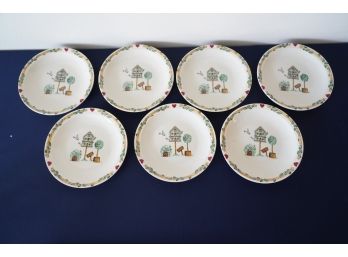 Set Of 7 Birdhouse By Thomson Dinner Plates