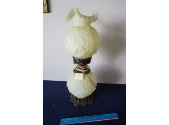 Vintage Fenton Custard Glass Poppet Gone With The Wind Parlor Table Lamp