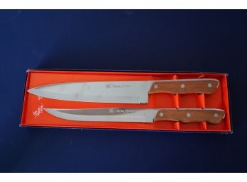 Vintage Set Carving Knives, The Master Carver, Frontier Forge In Original Box