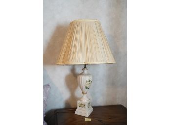 Vintage Porcelain Lamp With Flower Design And Gold Trim