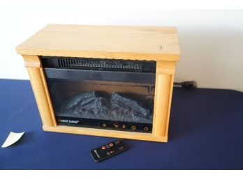 Heat Surge Mini Glo Portable Electric Fireplace Heater, Remote Control- Light Oak